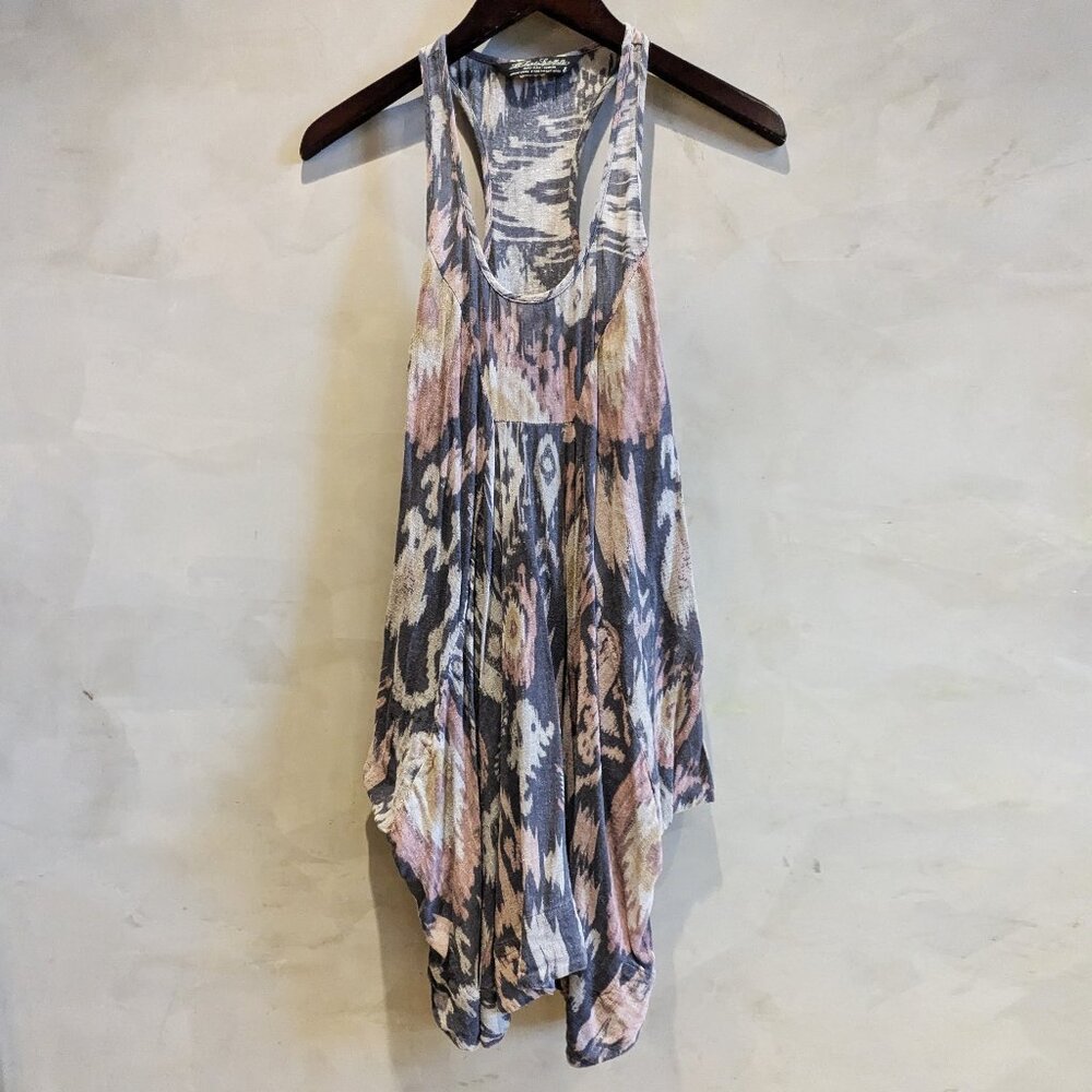 ALL SAINTS ALBA MEA DRAPE IKAT BEACH DRESS, BLUE PINK, 8